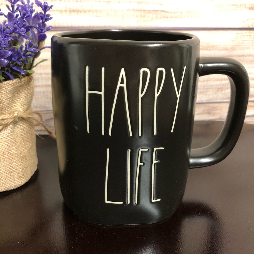 Rae Dunn “HAPPY LIFE” Oversized Ceramic Mug New